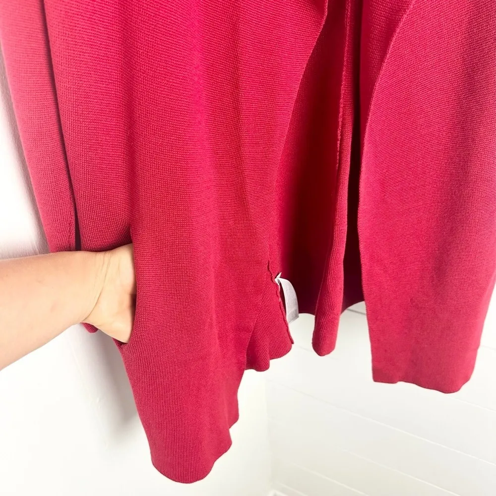 Eileen Fisher Silk Cotton Interlock Open Front Cardigan Red Size Petite Large - Image 2