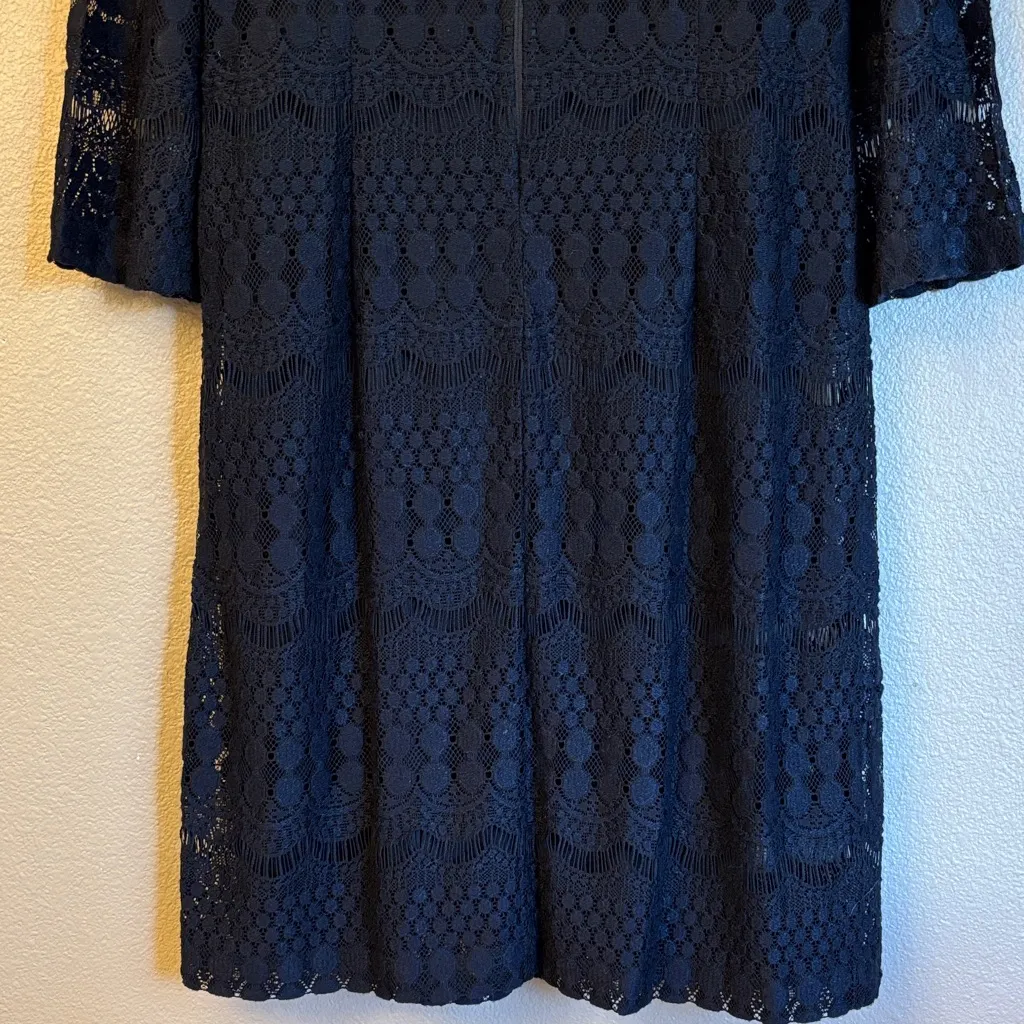 Elegant BLACK Lace Dress 3/4 Sleeve Knee Length Size 8 - Image 8