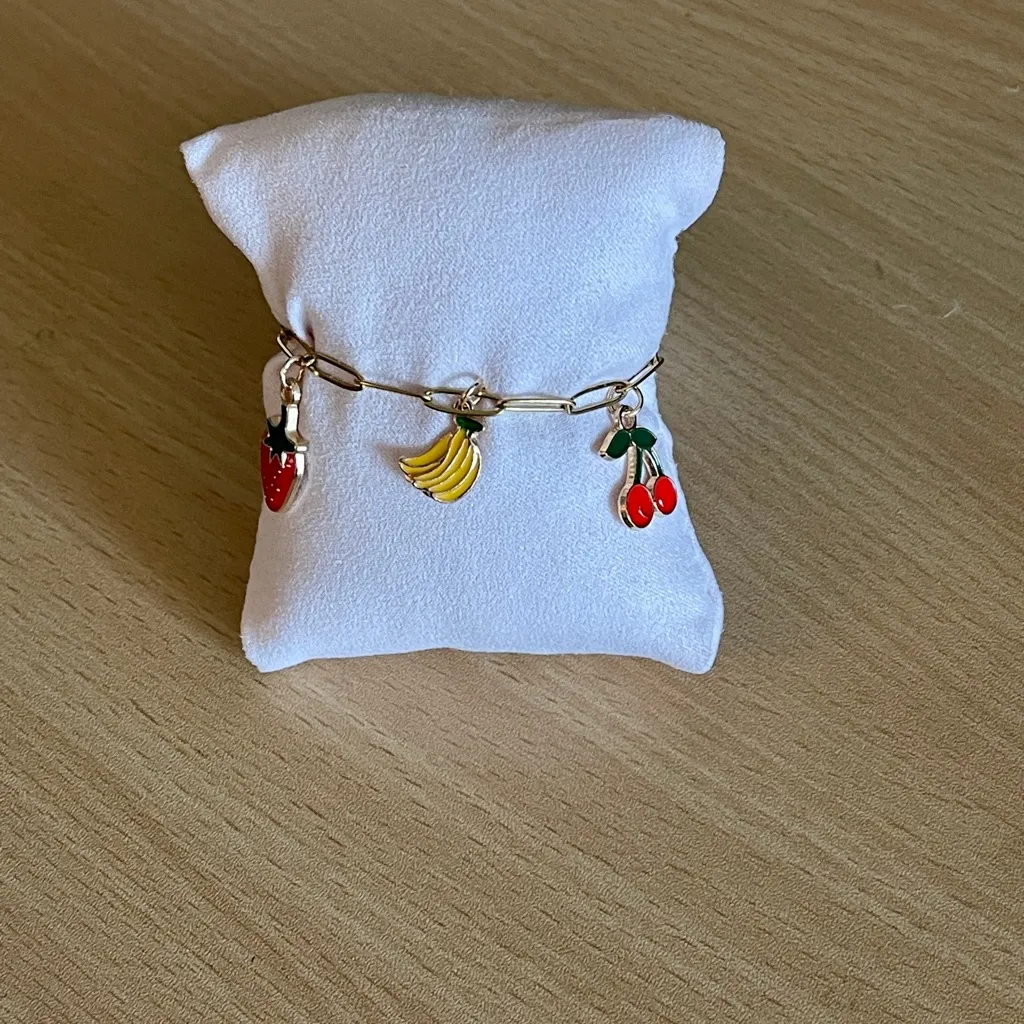 Stainless Steel Fruit Charm Bracelet Red - Image 4