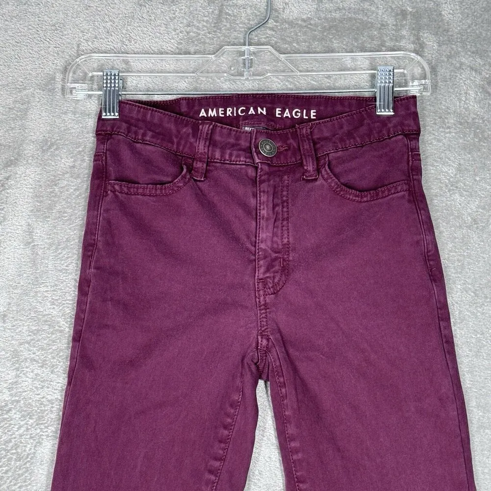 American Eagle Jeans Womens 00 Purple Skinny Super Stretch Casual Basic Everyday - Image 4