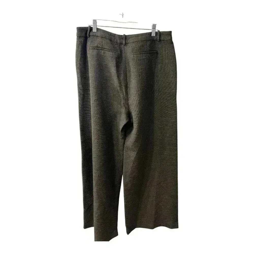 L’Agence Pilar Green Cotton Boucle Wide Leg Pants Size 16 Business NWT - Image 3