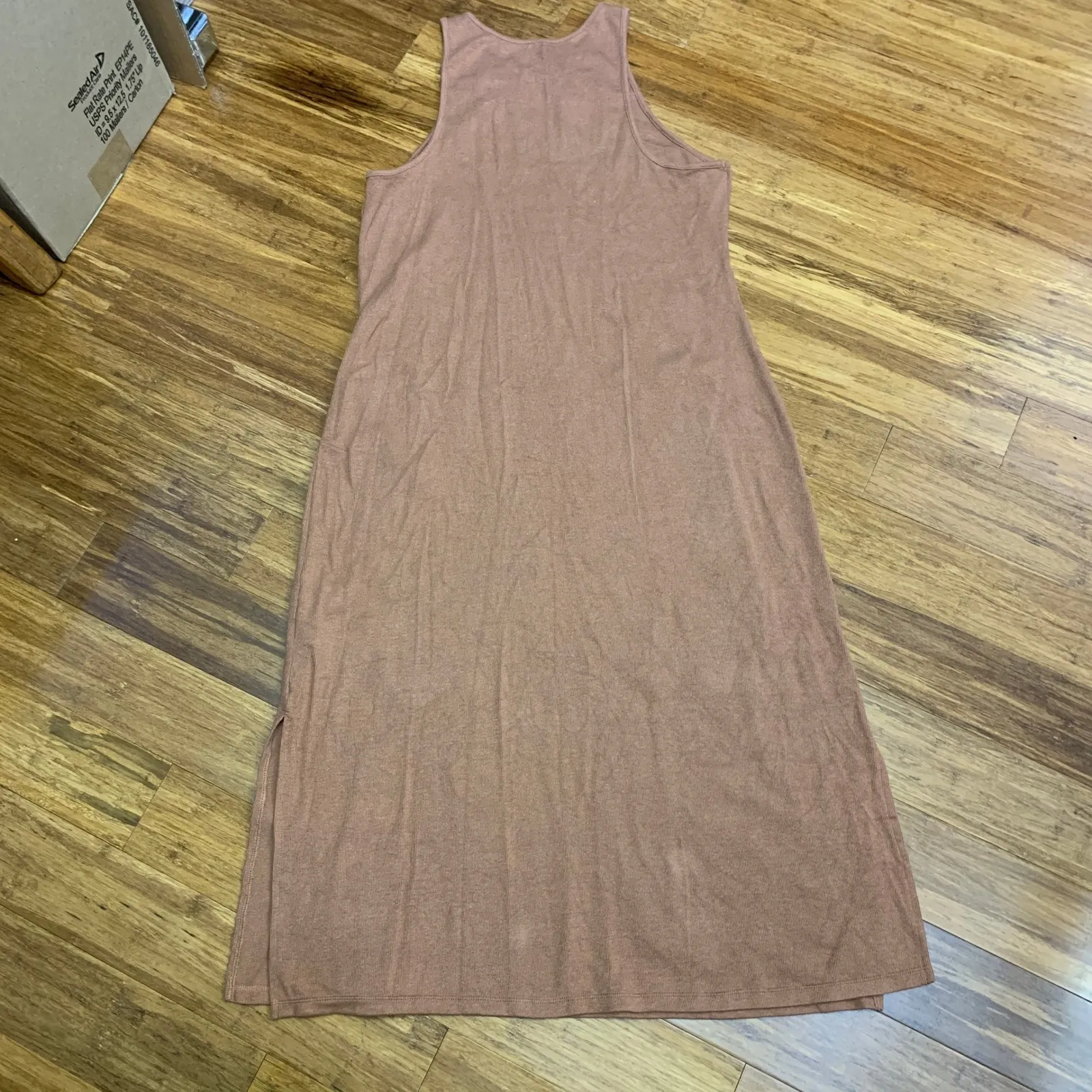 A New Day Ribbed Racerback Maxi Dress Brown Size XXL‎ Casual Tank Dress Stretch - Image 4