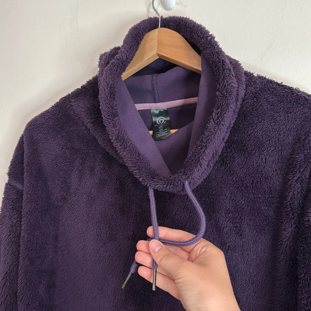 CHAMPION C9 Sherpa Fleece Pullover Sweatshirt Cowl Neck Purple size M - Image 5