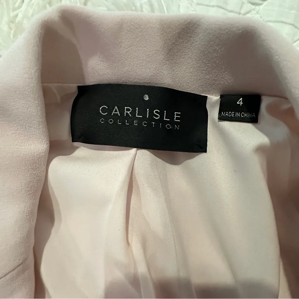 Carlisle Blush Pink Lace Appliqué Blazer Jacket – Tailored Elegant Size 4 - Image 15