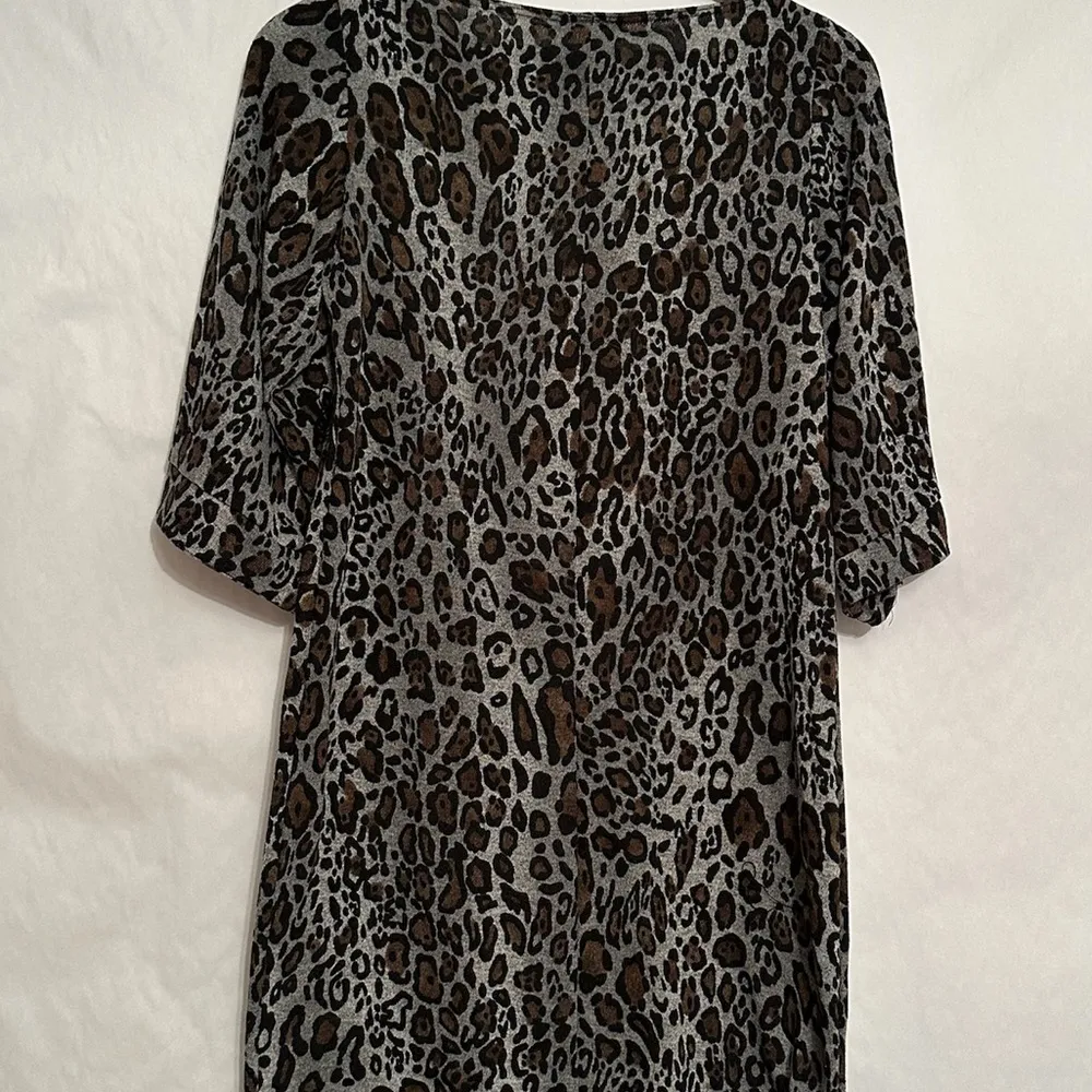 MSK Gray Leopard Print Midi Dolman Sleeve Dress Size Medium Animal Print - Image 4