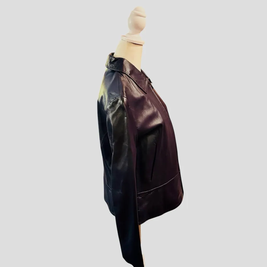 Vintage Wilsons Leather Eggplant Purple Leather Jacket Large - Image 3