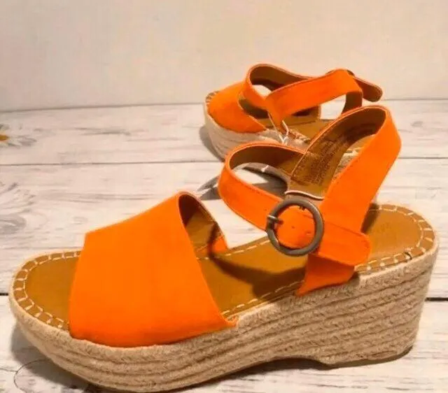 Coral Espadrilles, Size 6 1/2 Orange - Image 4