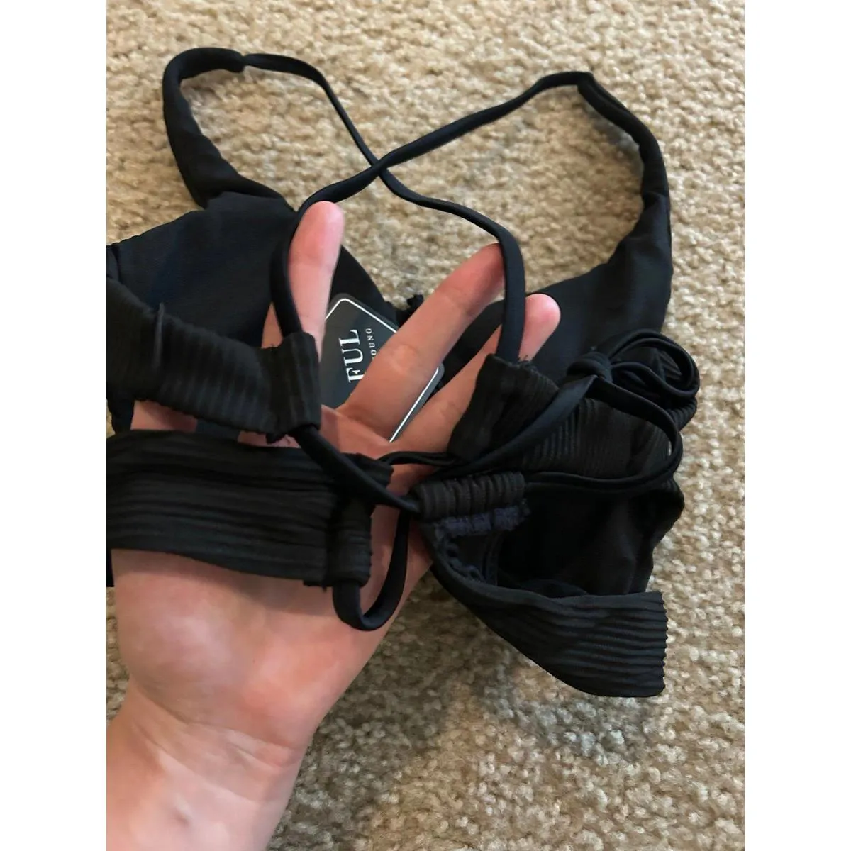 Woman top bra bathing suit top size us 4 uk 8 eu 36 unused Black - Image 3