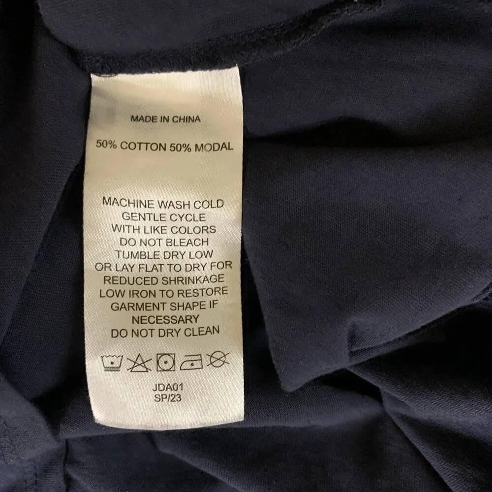 Quince Navy Short Sleeve Pima Cotton Soft Crewneck Classic‎ Essential T Shirt L - Image 4