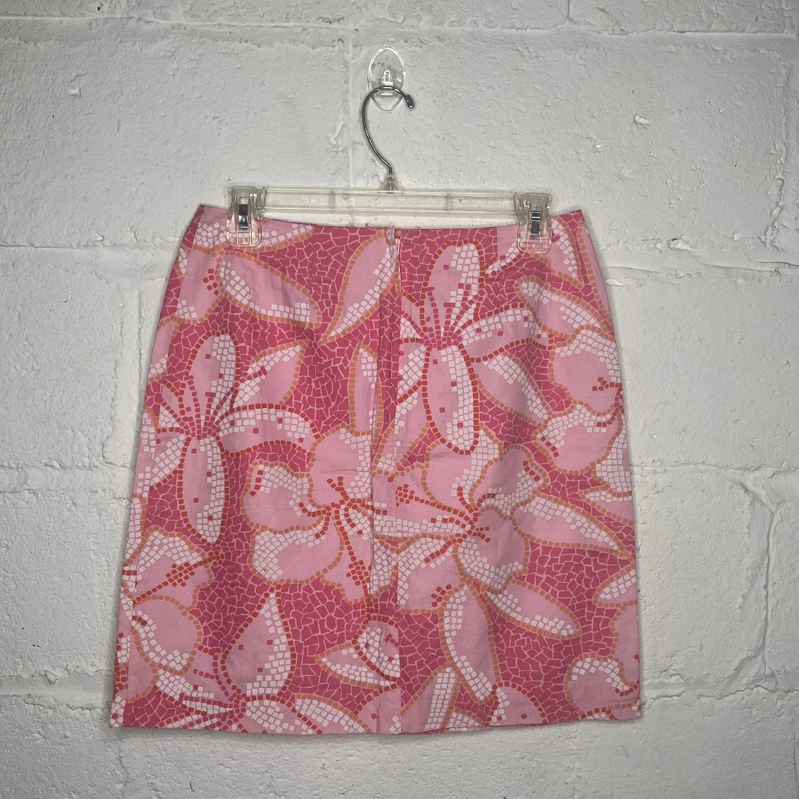 Lilly Pulitzer Vintage Hibiscus Mini Pencil Skirt Preppy Beach Women Pink Size 4 - Image 2