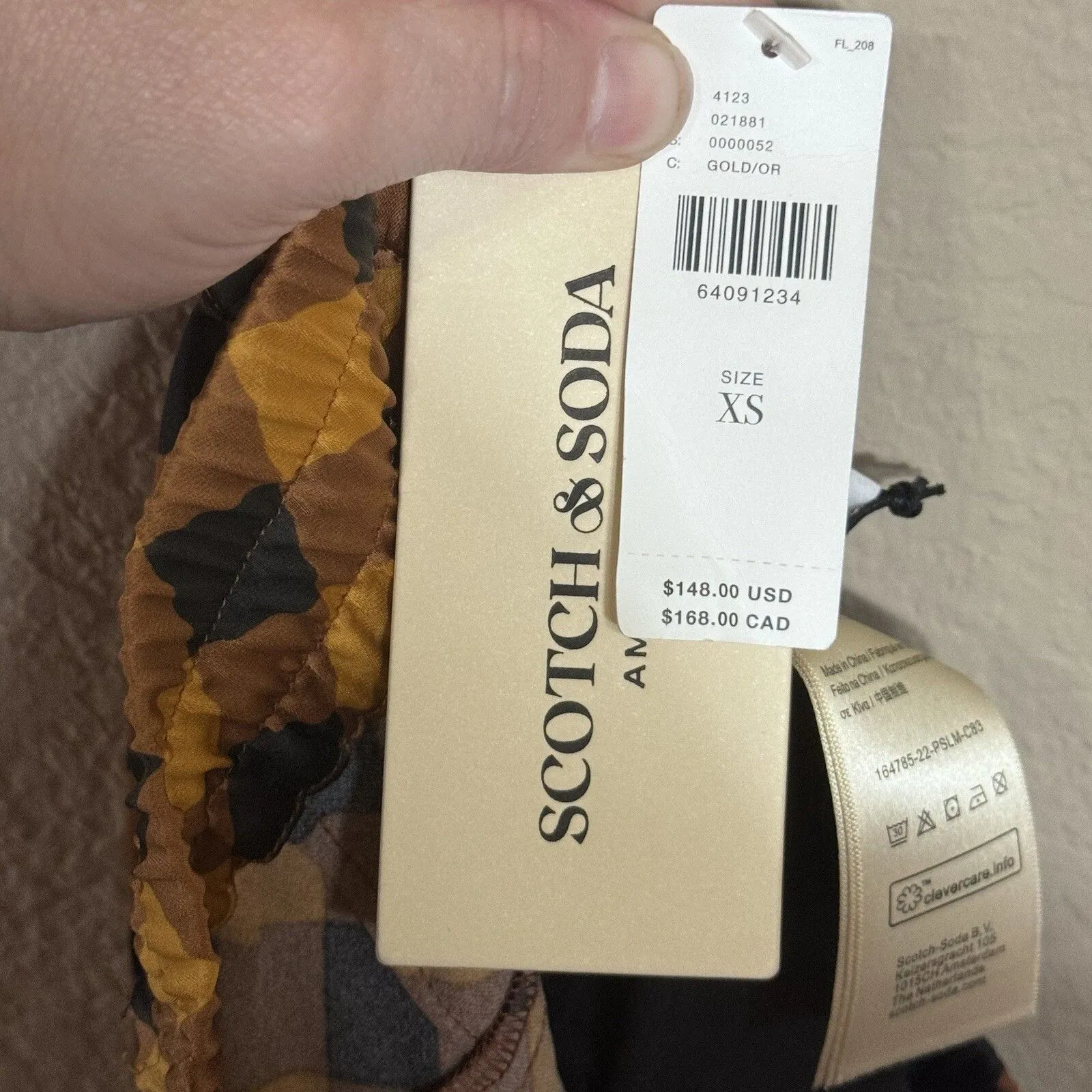 NEW Scotch & Soda Mid Rise Plaid Checkered Navy Gold Pants Womens Size XS Preppy - Image 10