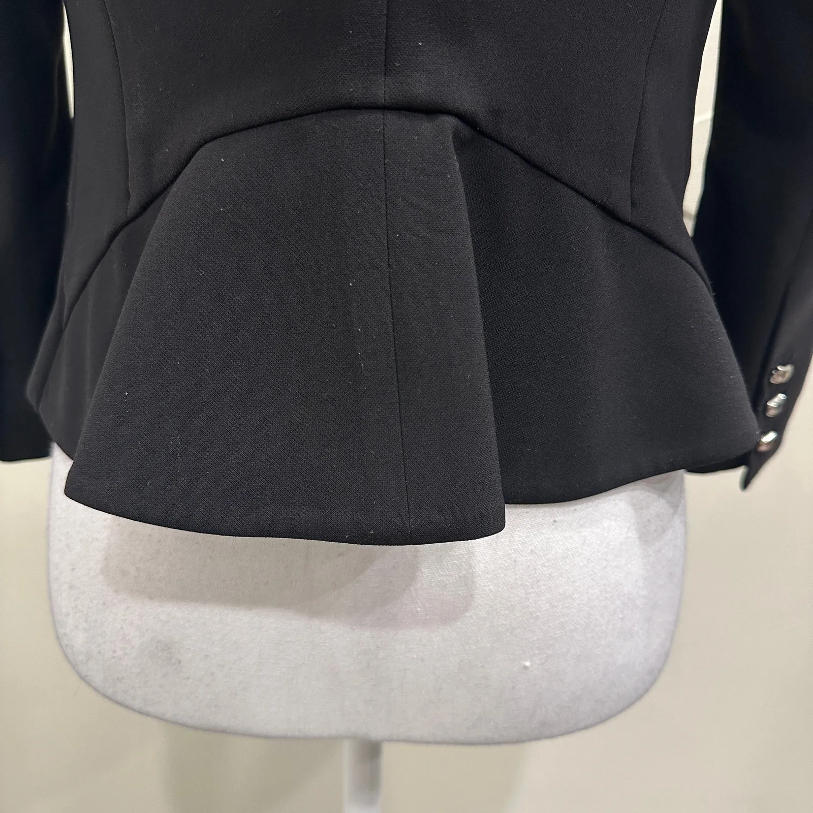 Rebecca Taylor Black Blazer Lamb Leather Collar Peplum Twee Preppy Coquette Sz 0 - Image 8