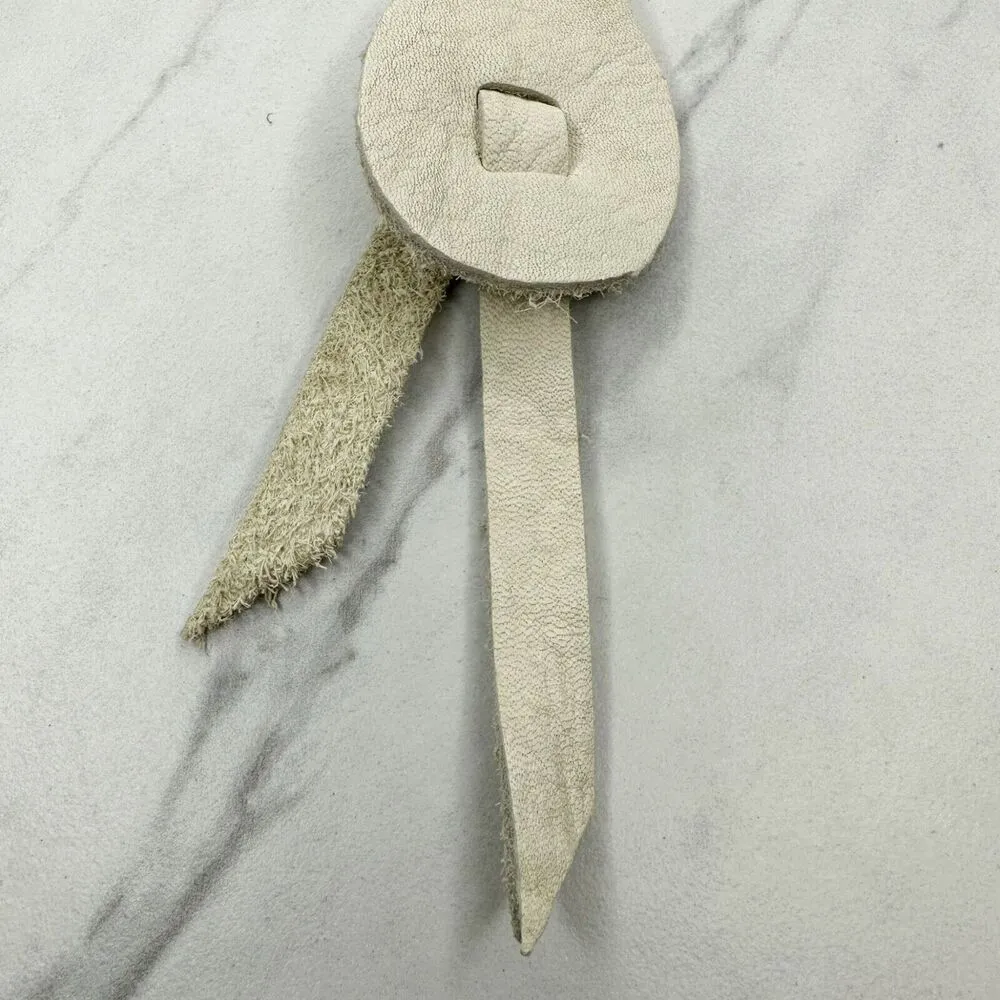 Soft White Leather Fringe Western Boho Keychain Keyring - Image 5