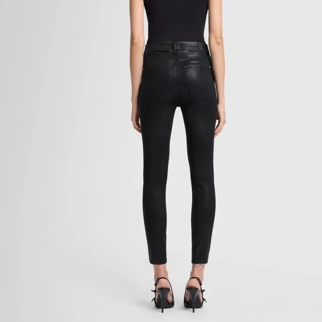 7 For‎ All Mankind Coated Black High Waist Ankle Skinny Jeans Women's Size 29 - Image 2