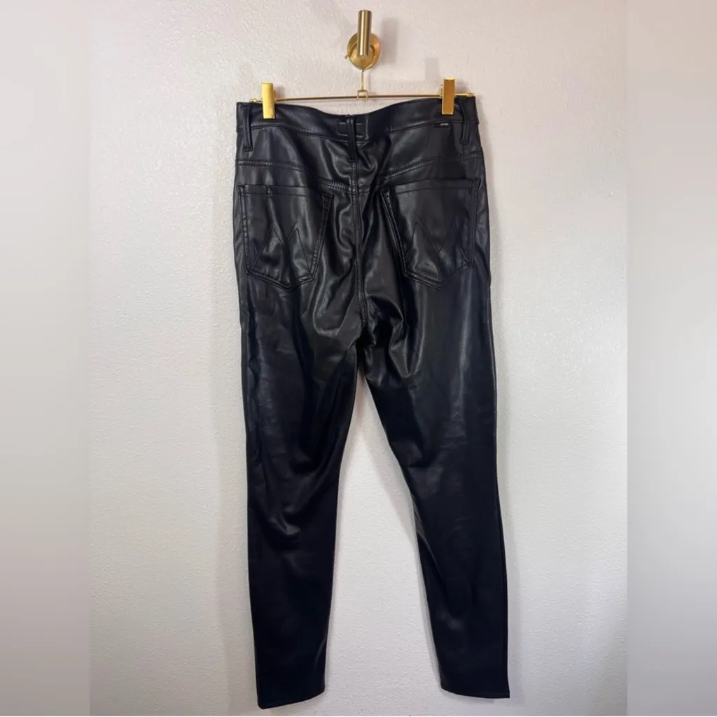 MOTHER Faux Leather 5 Pocket The Super Swooner In Wax On Wax Off Size 30 Black - Image 4