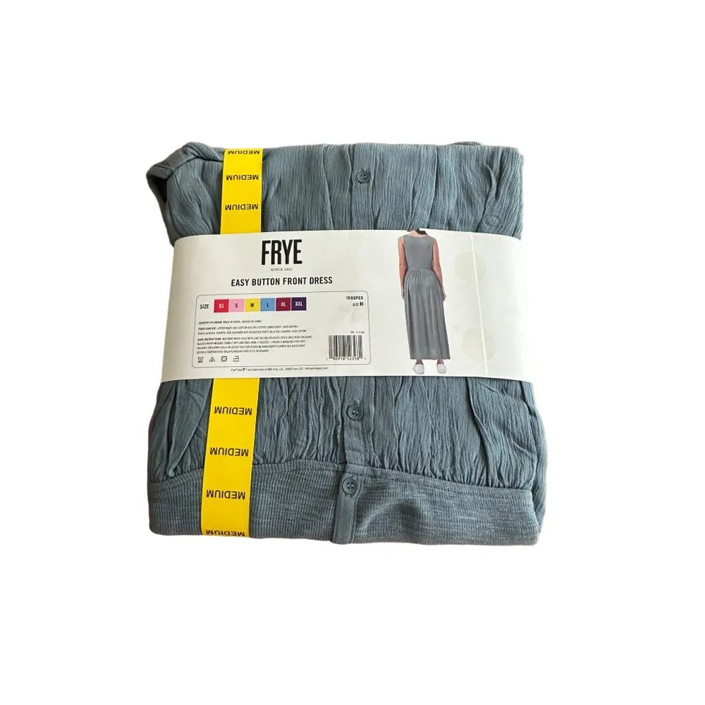 Frye Button Front Midi Dress Cottage Core Pockets Free Spirited Functional Sz M - Image 6