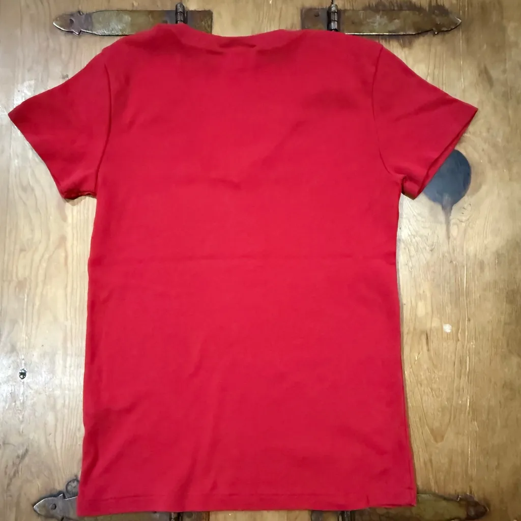 Ralph Lauren Sport Red V-Neck Classic Cotton Tee with Navy Pony Logo large - Image 4