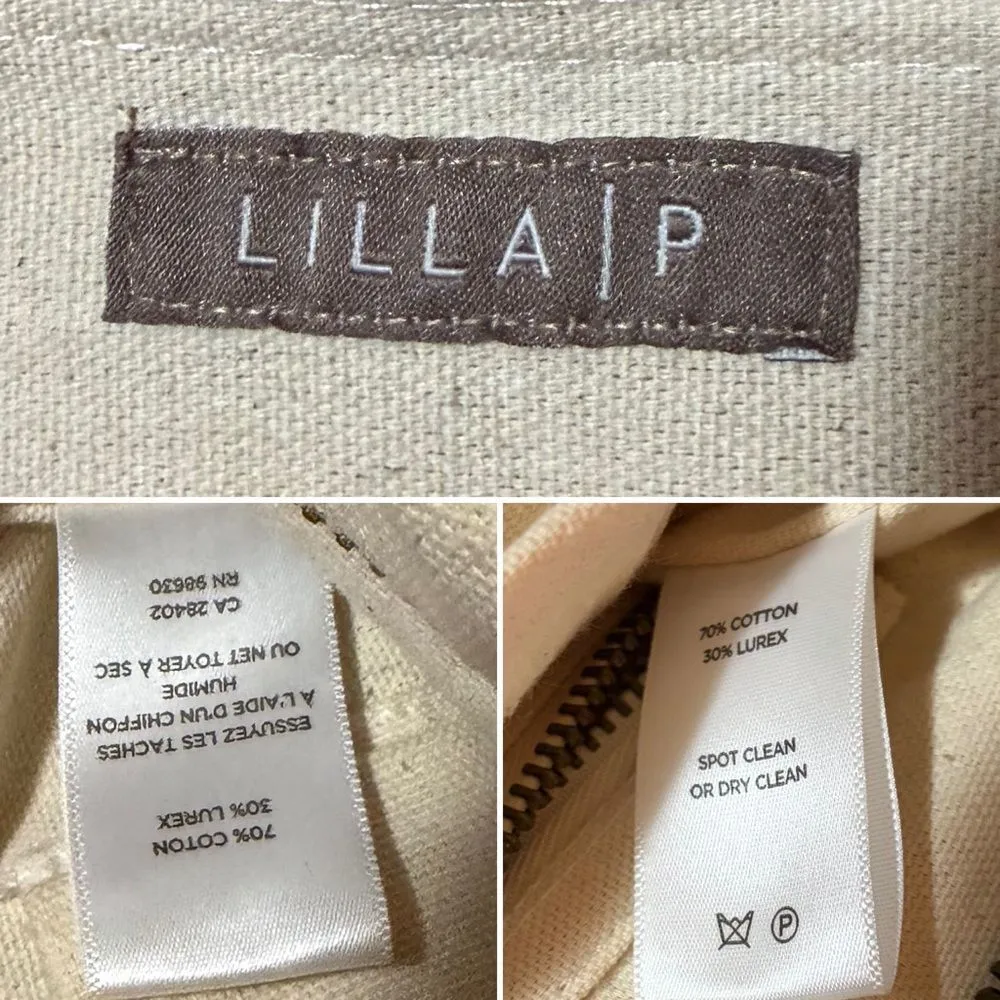 Lilla P Cotton Lurex Coral Cream Silver Metallic Stripe Crochet Beach Tote Bag L Orange - Image 10