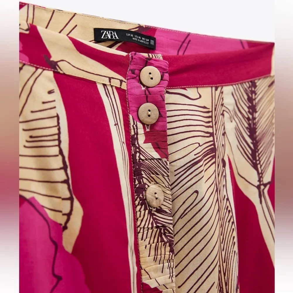 Zara New Women Bohemian Floral Print High Waisted Midi‎ Skirt Size M - Image 15