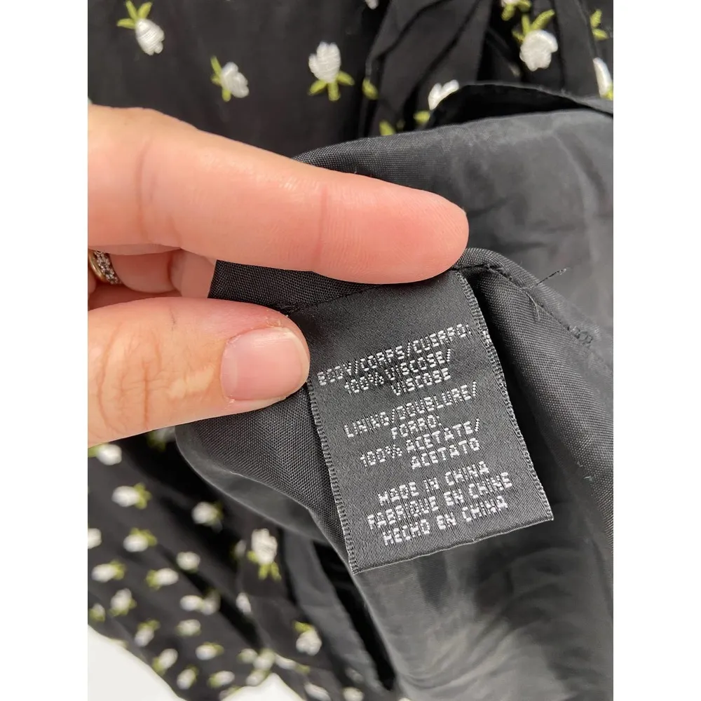 Jill Jill Stuart Black Floral Print V-Neck Wrap Short Sleeve Mini Dress Size 14 - Image 7