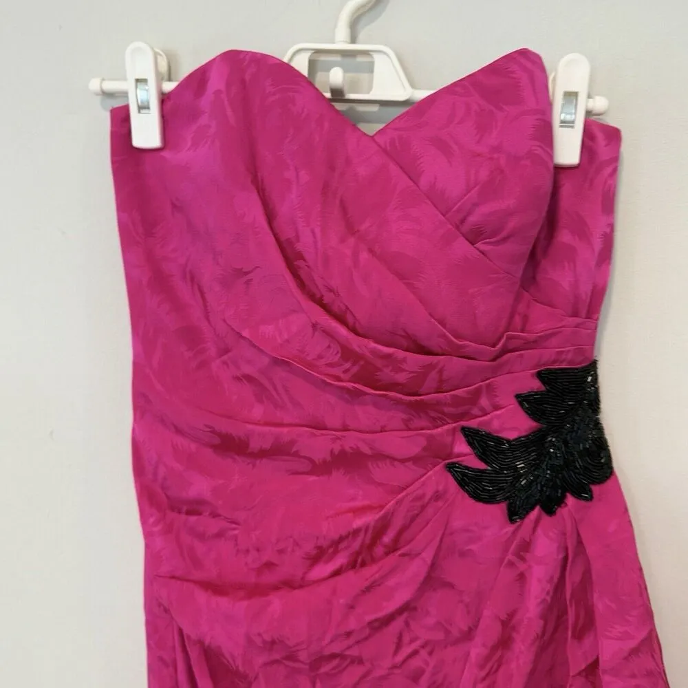 Y2K Silk Studio Hot Pink 100% Silk Strapless Prom Homecoming Dress Size 4 166 - Image 12