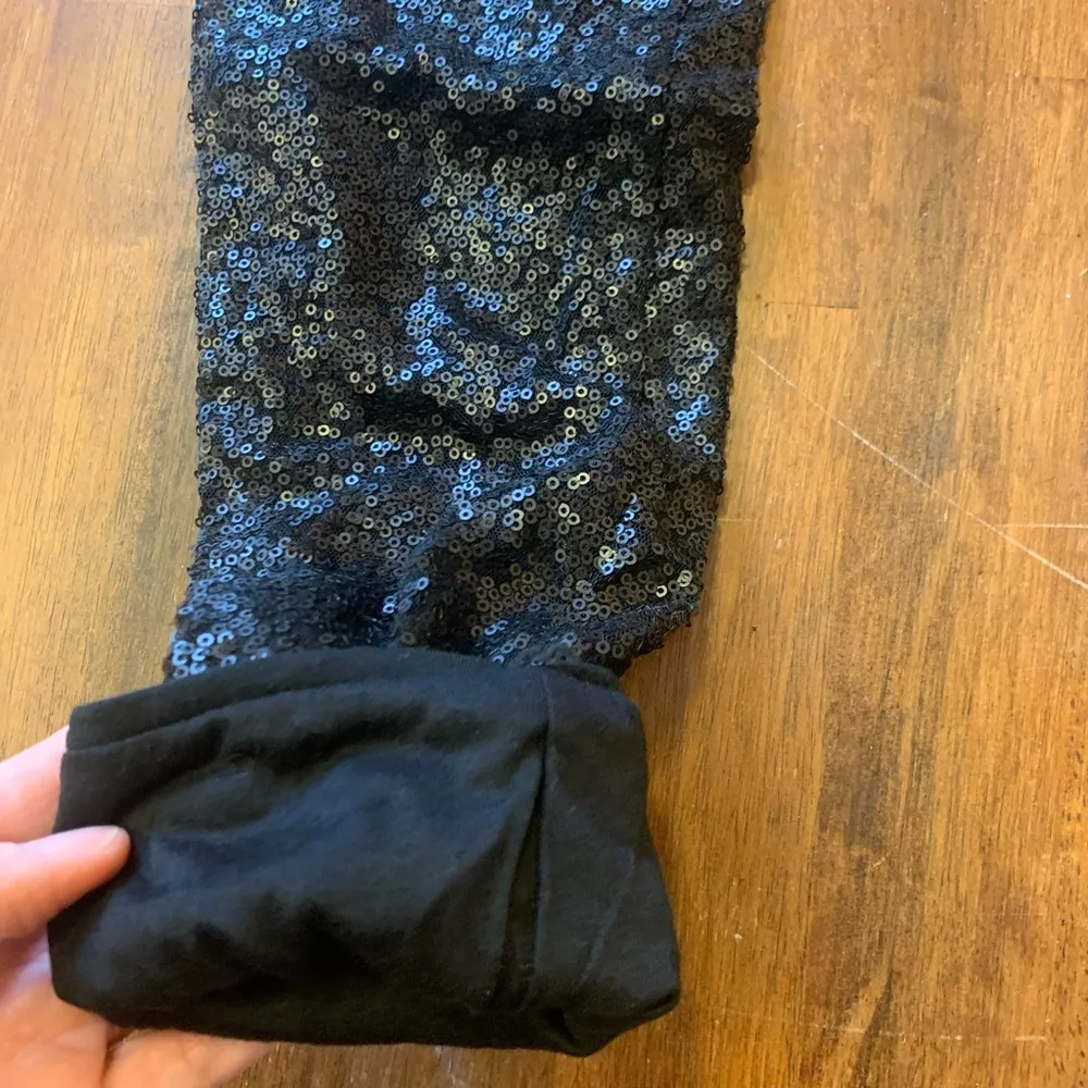 May & July NWT Sequin Leggings / Skinny Pants Medium Black Inside Lined Thick - Image 7