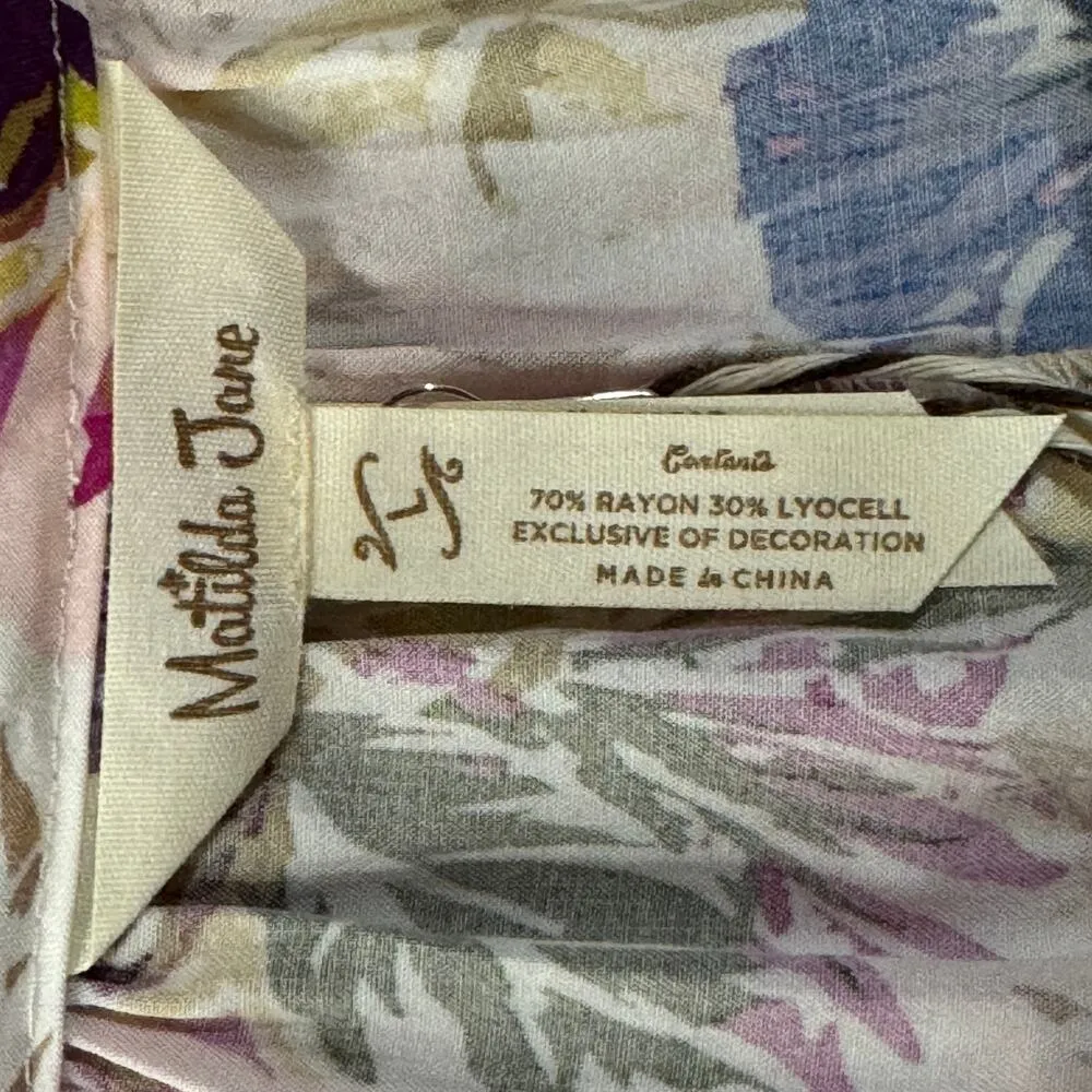 Matilda Jane Large Enchanted Garden Dress Aloha Palm Floral Short Sleeve Tassels - Image 12