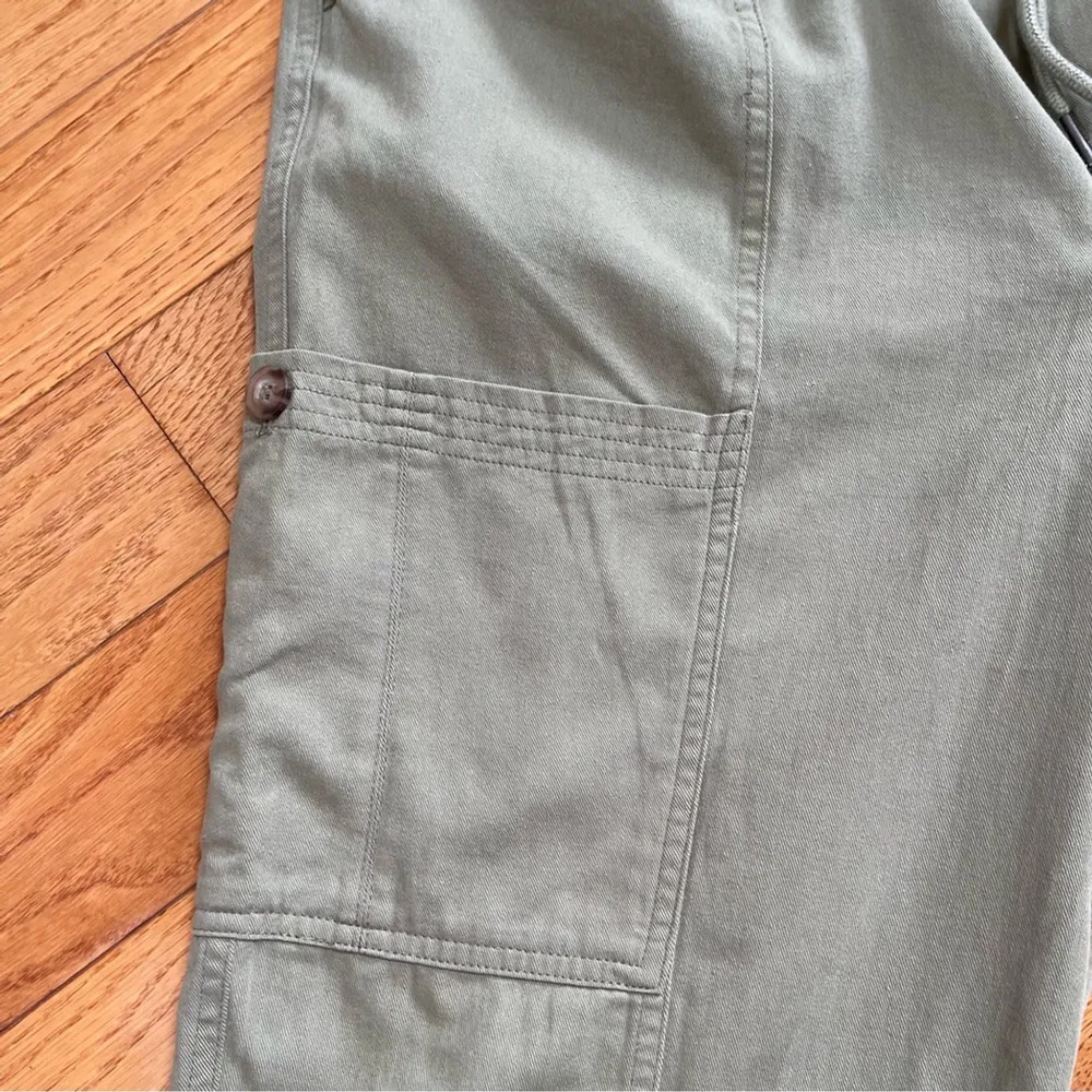 7 For All Mankind baggy cargo pants olive green khaki cotton drawstring Sz M - Image 4