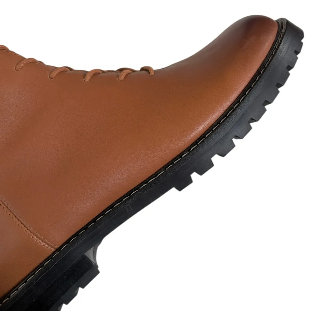 EUC J. Crew Leather Gwen Lace Up Lug Sole Mid-Calf Boots Brown Size 10 - Image 5