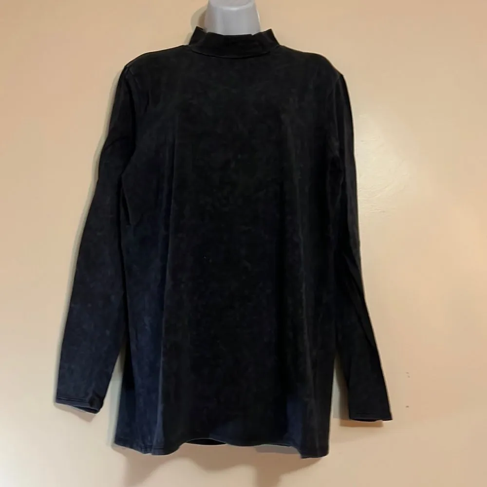 Zenana Outfitters PLUS Gray Black Mineral Wash Long Sleeve Top Sz 2X - Image 2