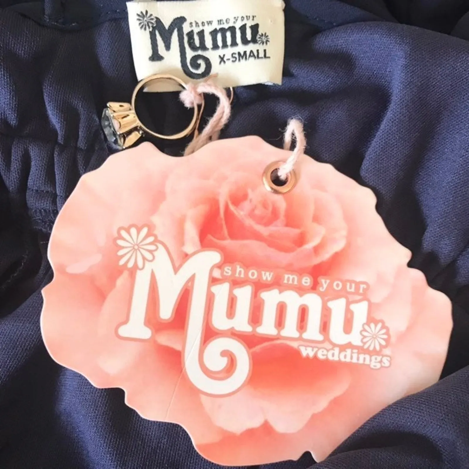 Show Me Your MuMu Rebecca Ruffle Dress XS Navy Bridesmaid Dress Blue - Image 5