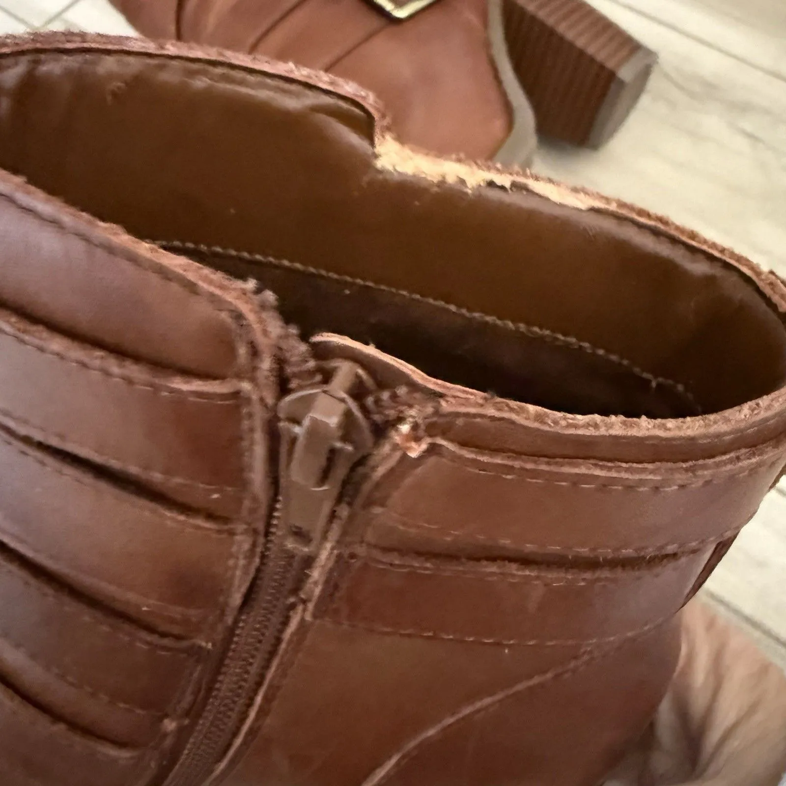 INC International Concepts Womens Leather Brown Chestnut Ankle Booties Size 8 - Image 9