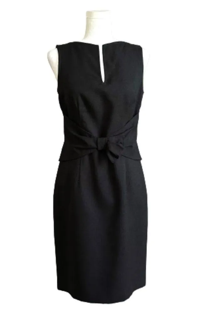David Meister Dress Black Sleeveless Bow Waist Sheath Cocktail Dress Size 4 - Image 13