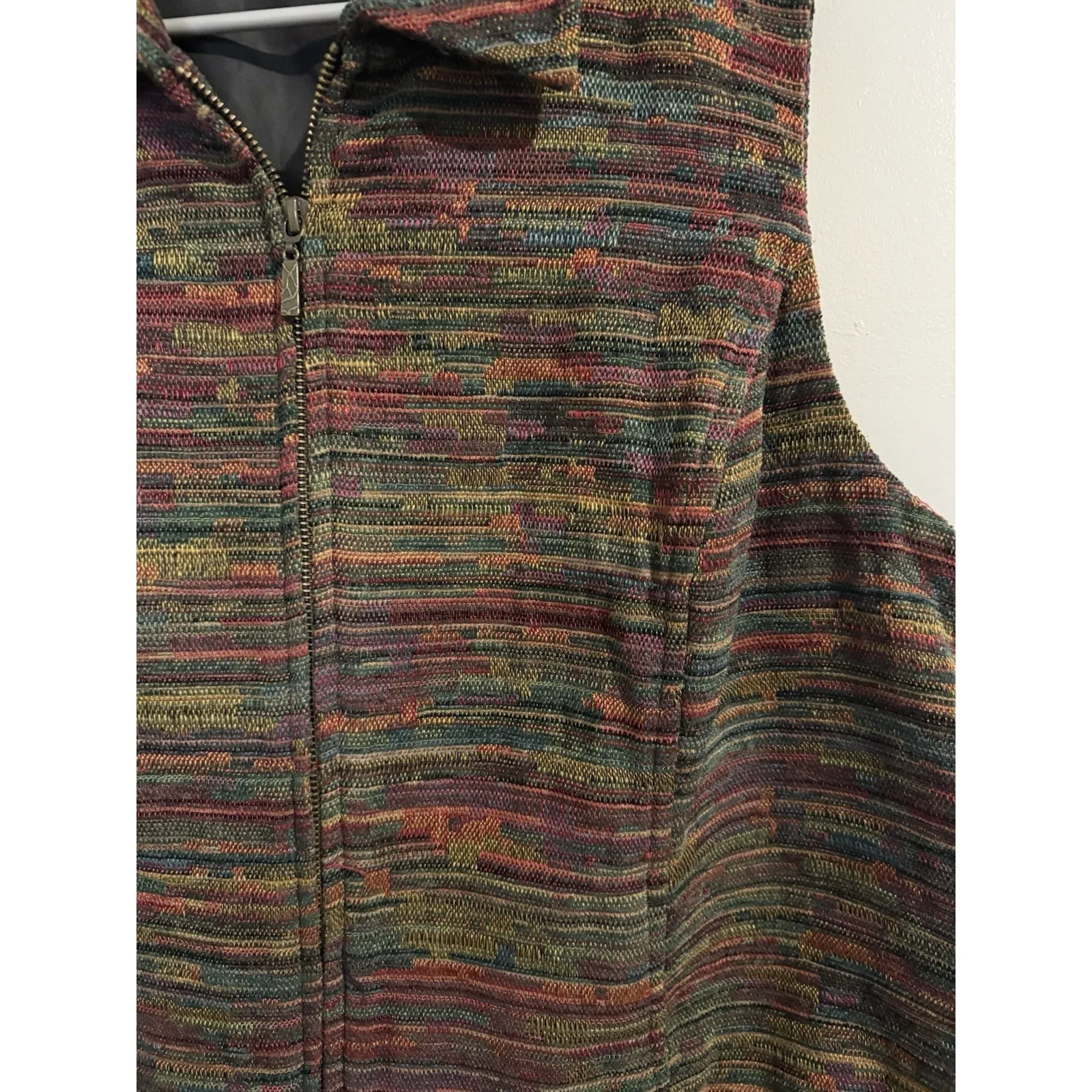 Christopher & Banks Womens Multicolor Tapestry Vest Woven XL Boho Western - Image 2