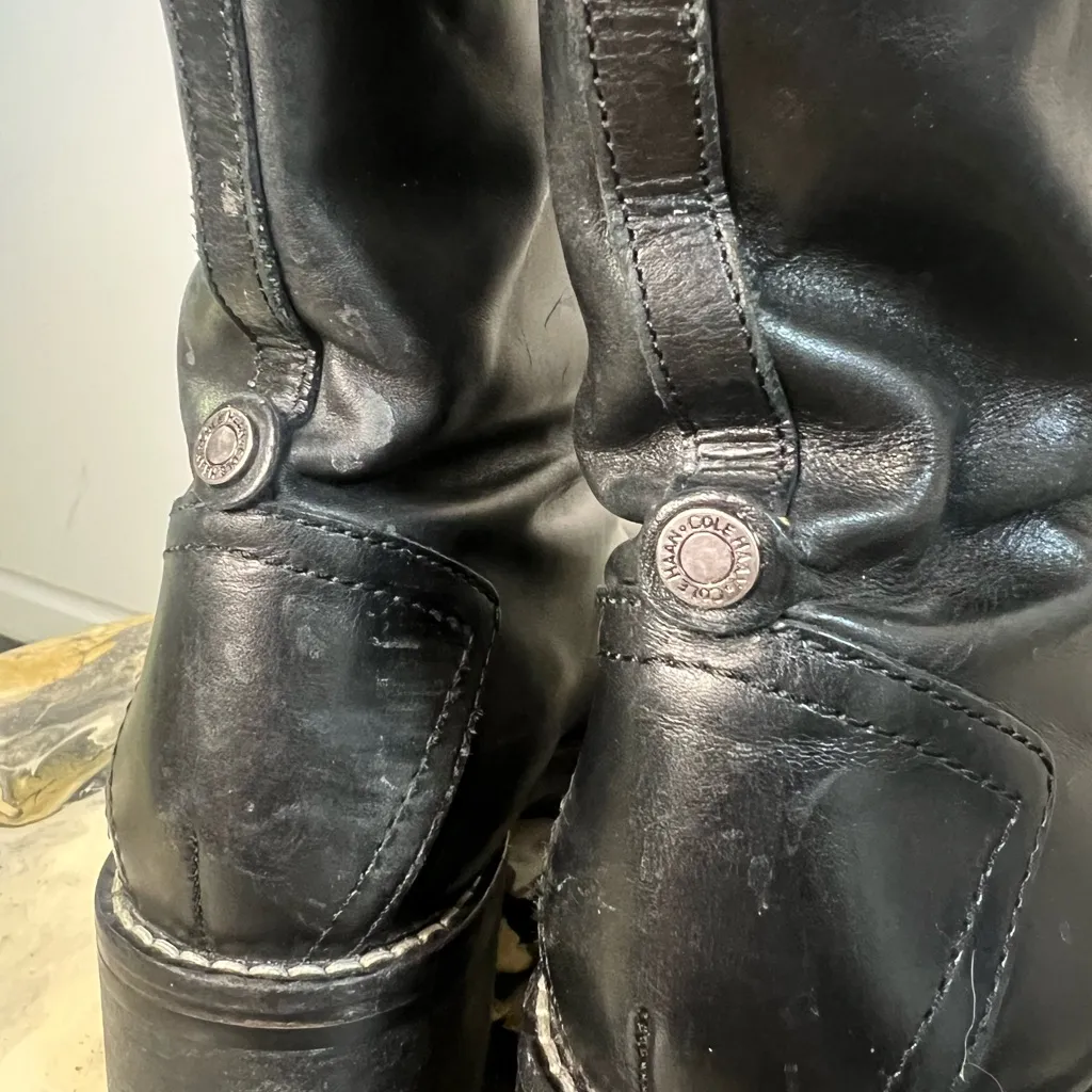 Cole Haan Black Leather Moto Biker Boot - Image 10