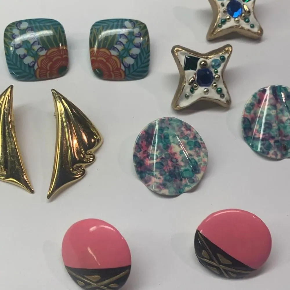 Lot Of 5 Large Costume Earrings Pierced Vintage - Image 12