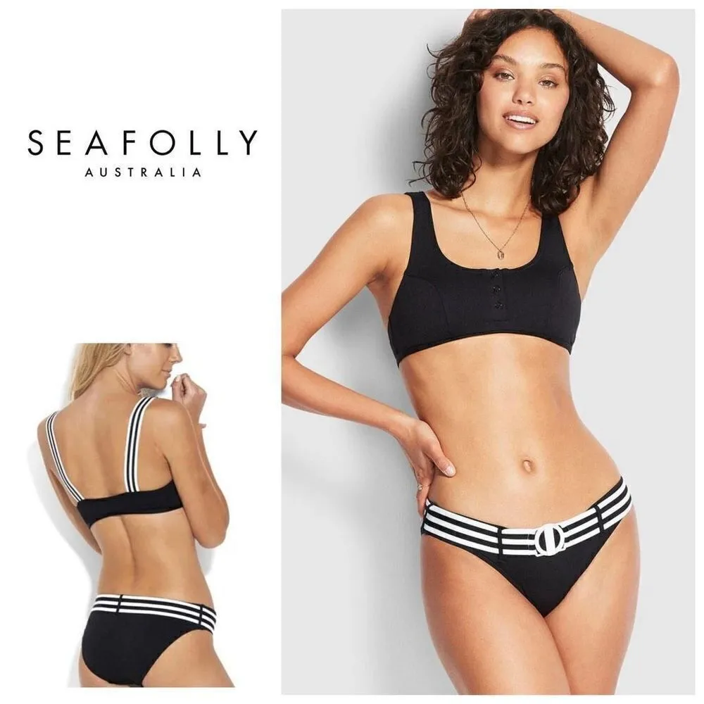 Seafolly New. belted black bikini set. US 4DD-top/6-bottom. Retails $189 - Image 2