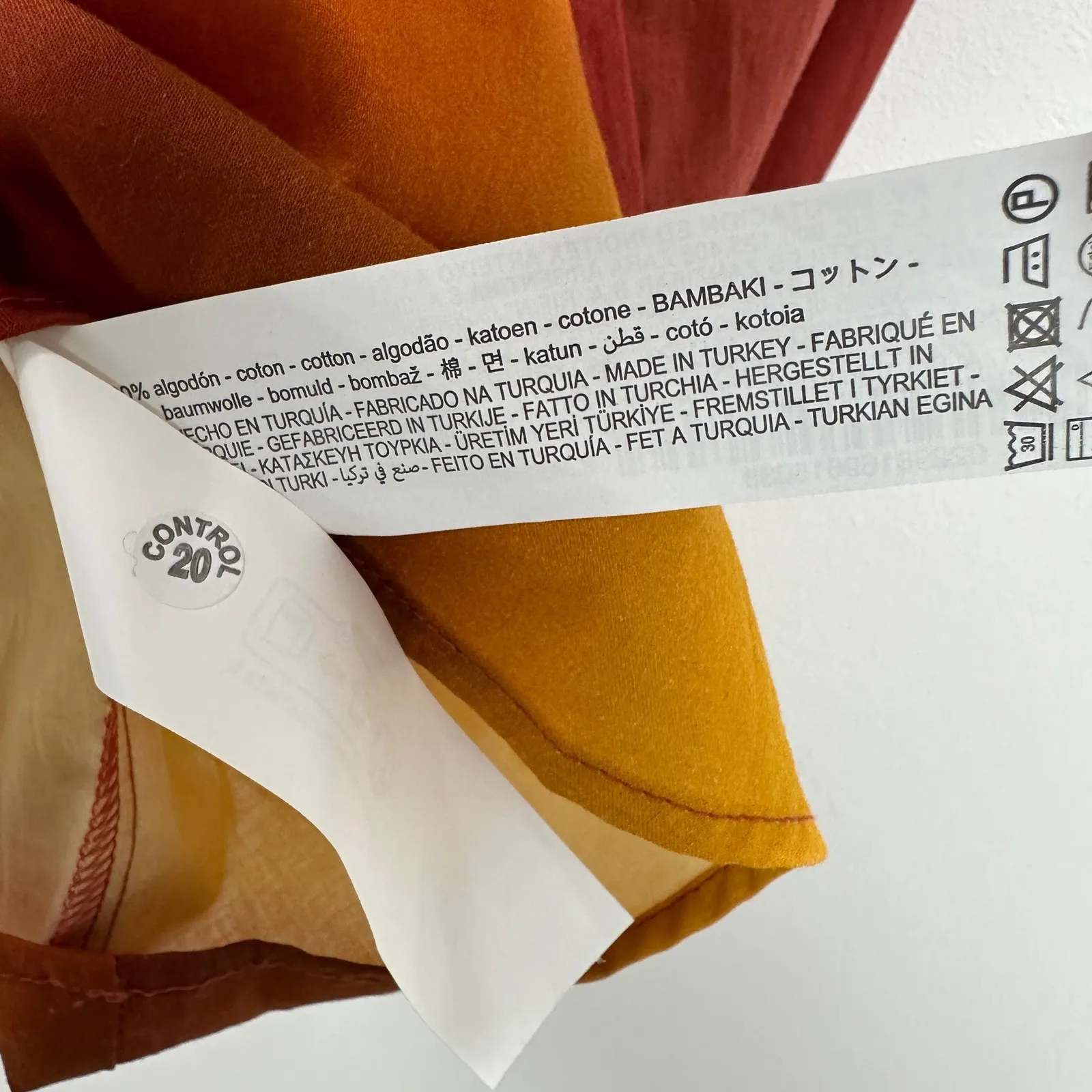 Zara Oversized Blouse Boho Resortwear Colorful Ombre Cotton Long Sleeve M NWT - Image 9