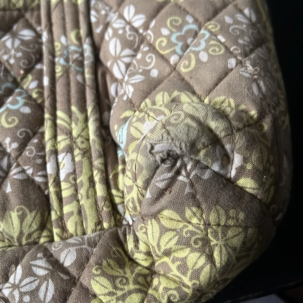 purse. Green with birds.  Used. Two little tiny holes on bottom. - Image 3