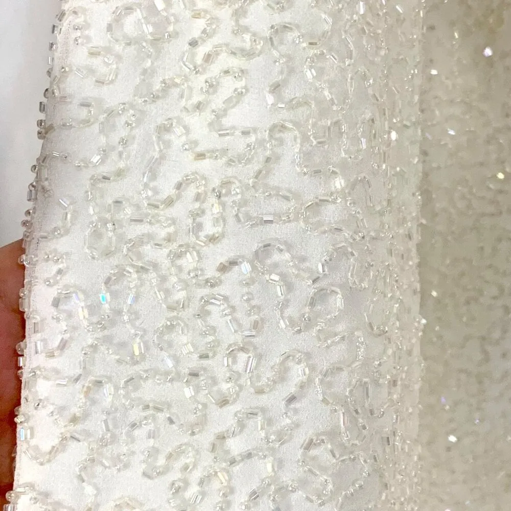 New Ivory Beaded Formal Elegant Wrap 3/4 Sleeve Top Size 10 Party Black Tie - Image 2