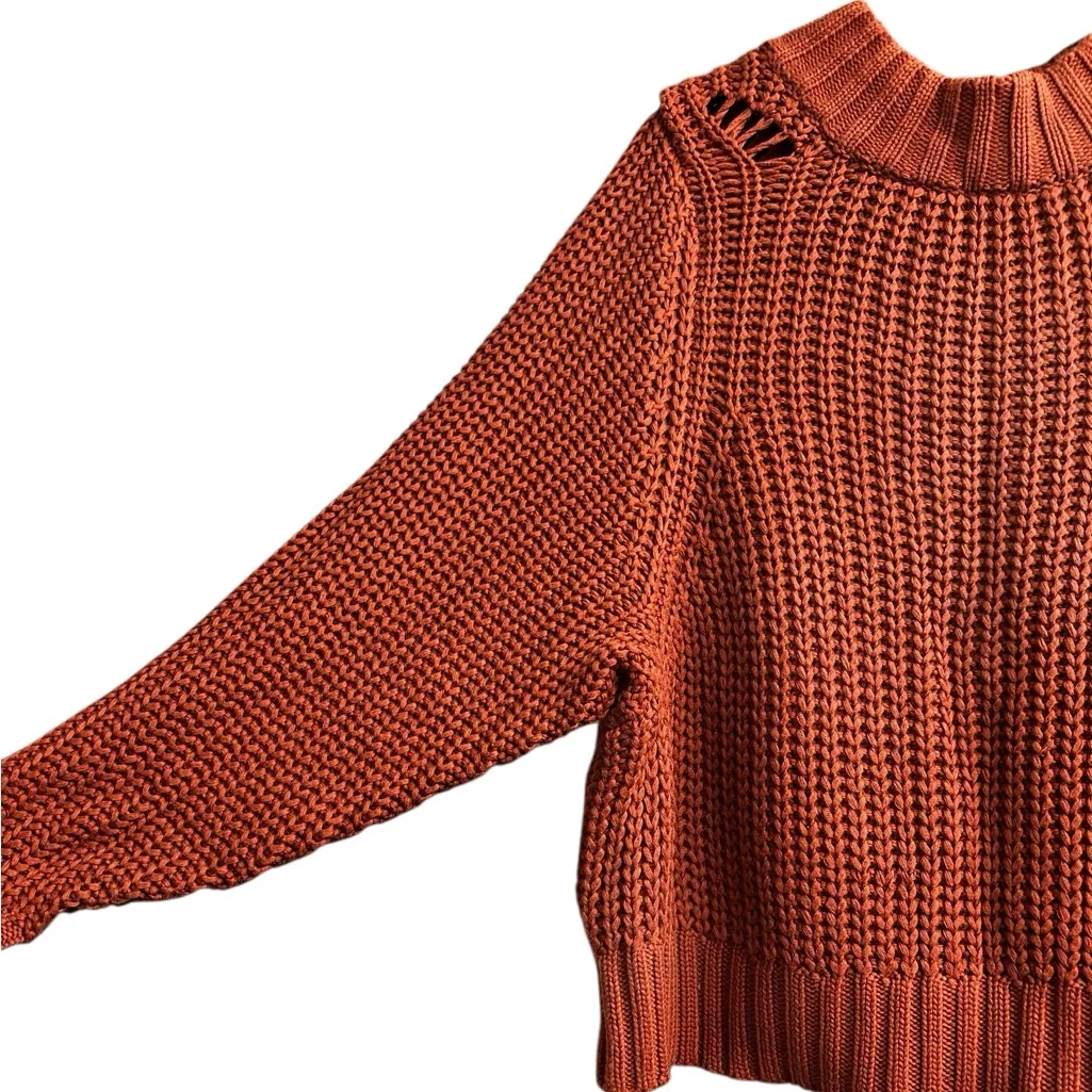 dRA Chunky Knit Sweater Pullover Oversized Boho Grunge Fall Rust Size Small Orange - Image 7