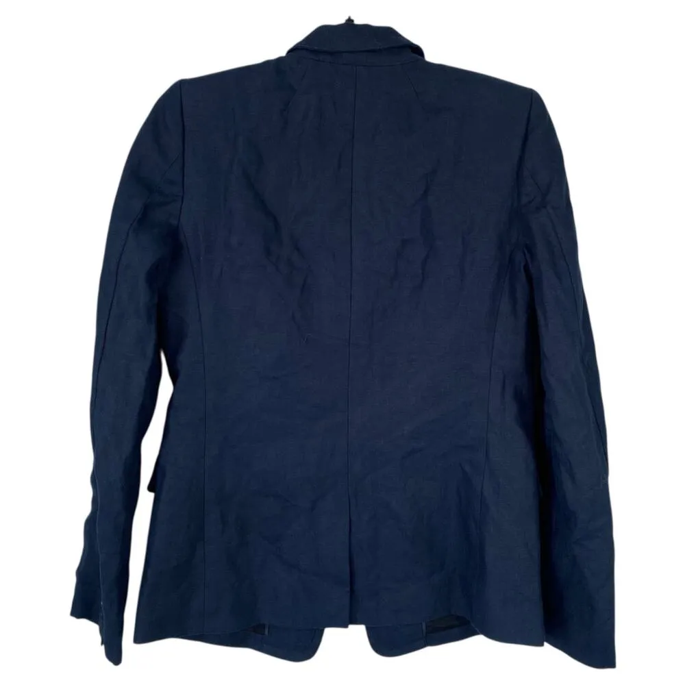 J.CREW Navy Linen Regent Blazer in 100% Linen Jacket B8430 Size 4 NWT Office - Image 3