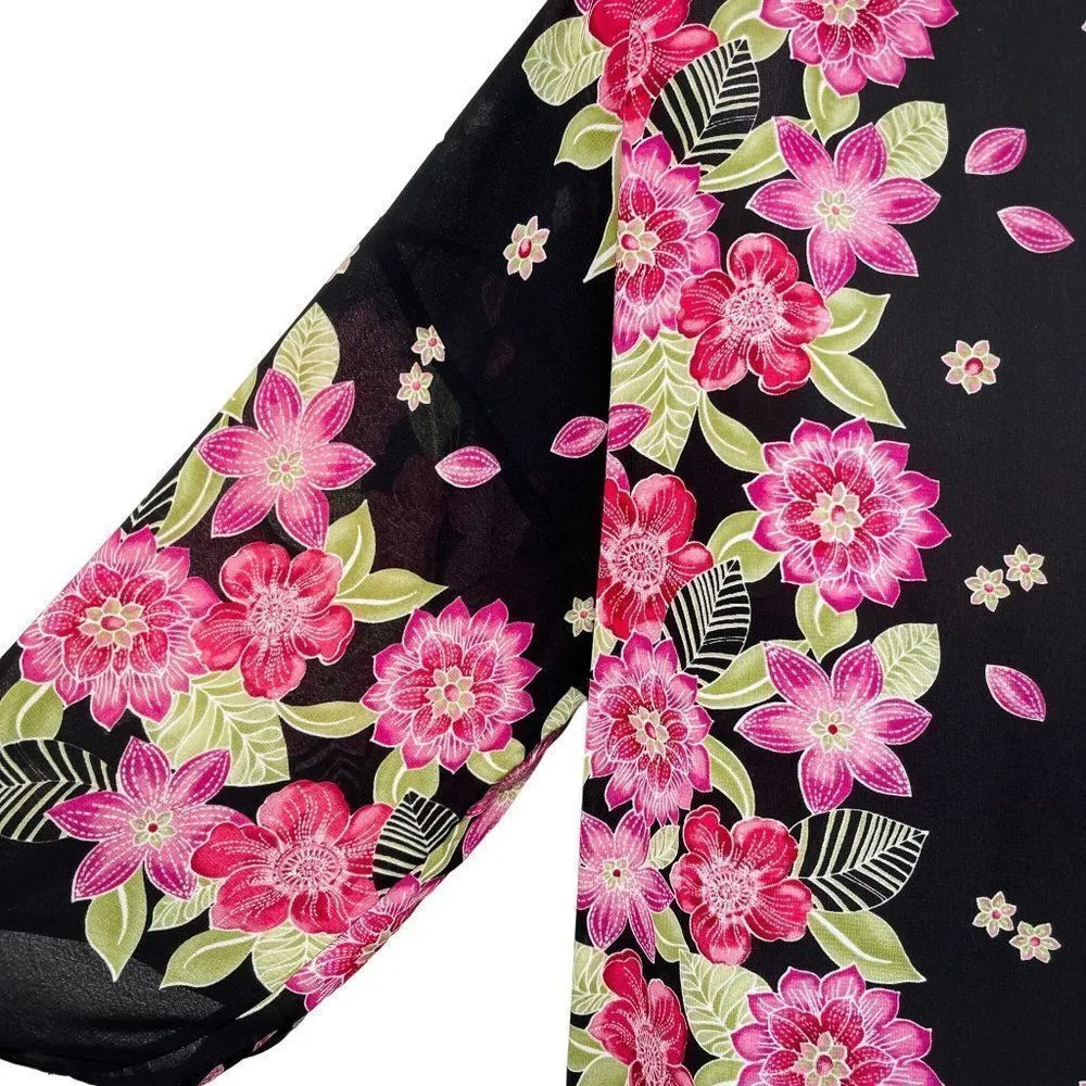 Vintage Oscar De La Renta Floral Kimono Satin Robe - Image 6