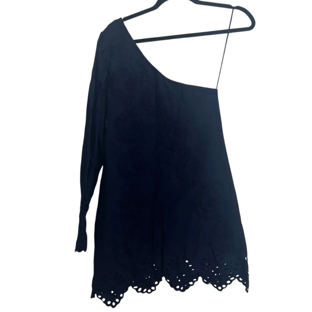 NEW NWT Hill House The Mila Dress One Shoulder Eyelet Dress In Navy Linen - Image 9