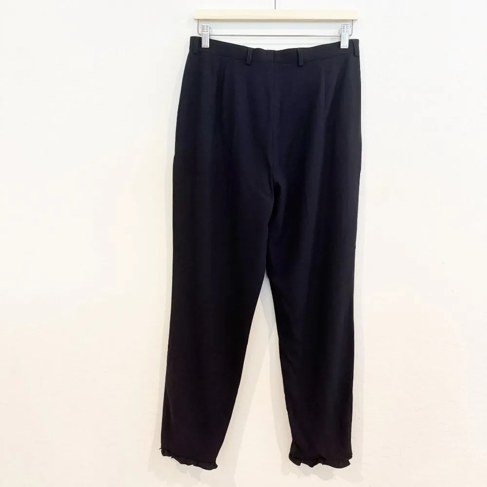 NWT Escada Ruffle Hem‎ Ankle Trouser Pants in Navy Blue Office Size 10 - Image 9