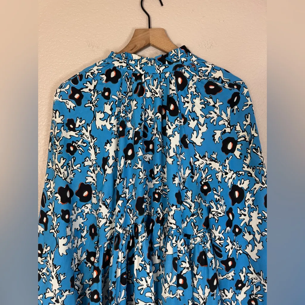 $420 Stine Goya Jasmine Dress in Blue Cosmos Flower Viscose 987 size Medium - Image 12