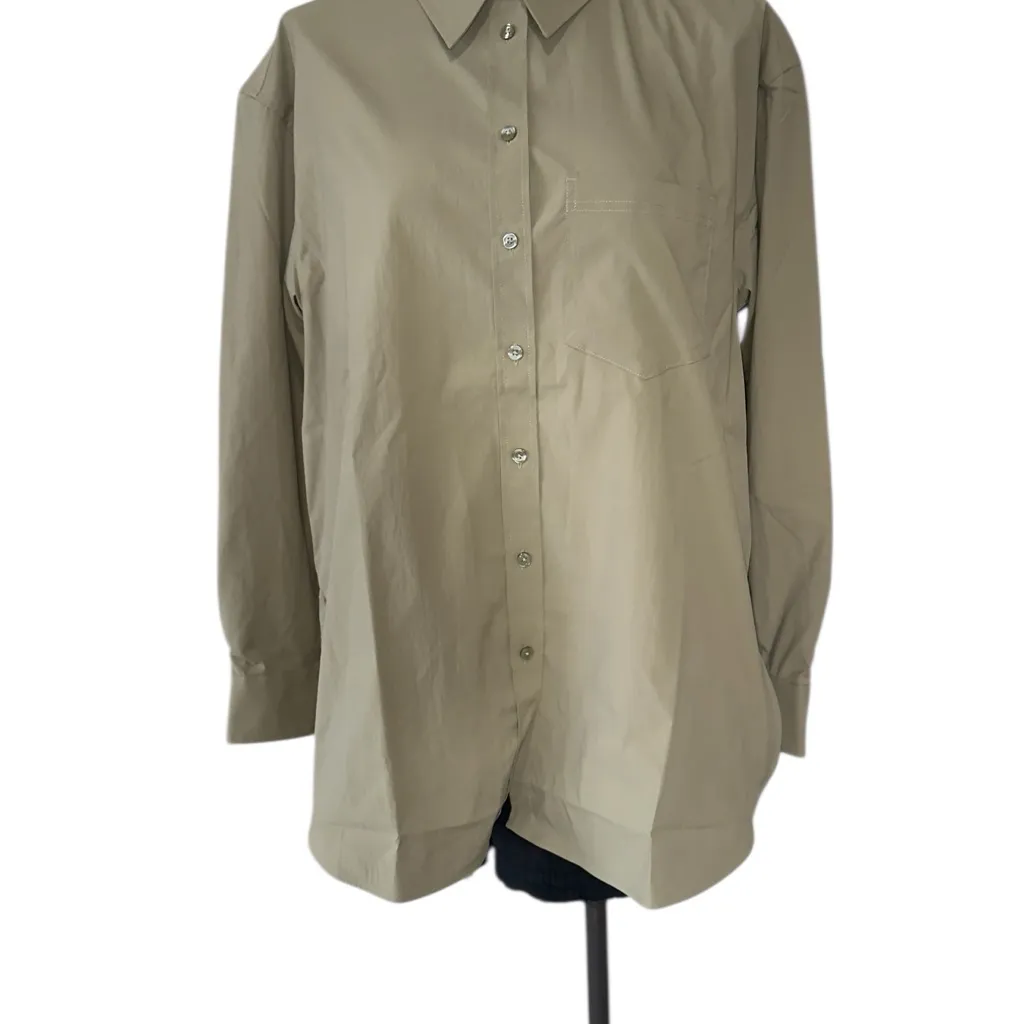 NWOT Athleta Relaxed Fit Poplin Shirt Green Medium - Image 3