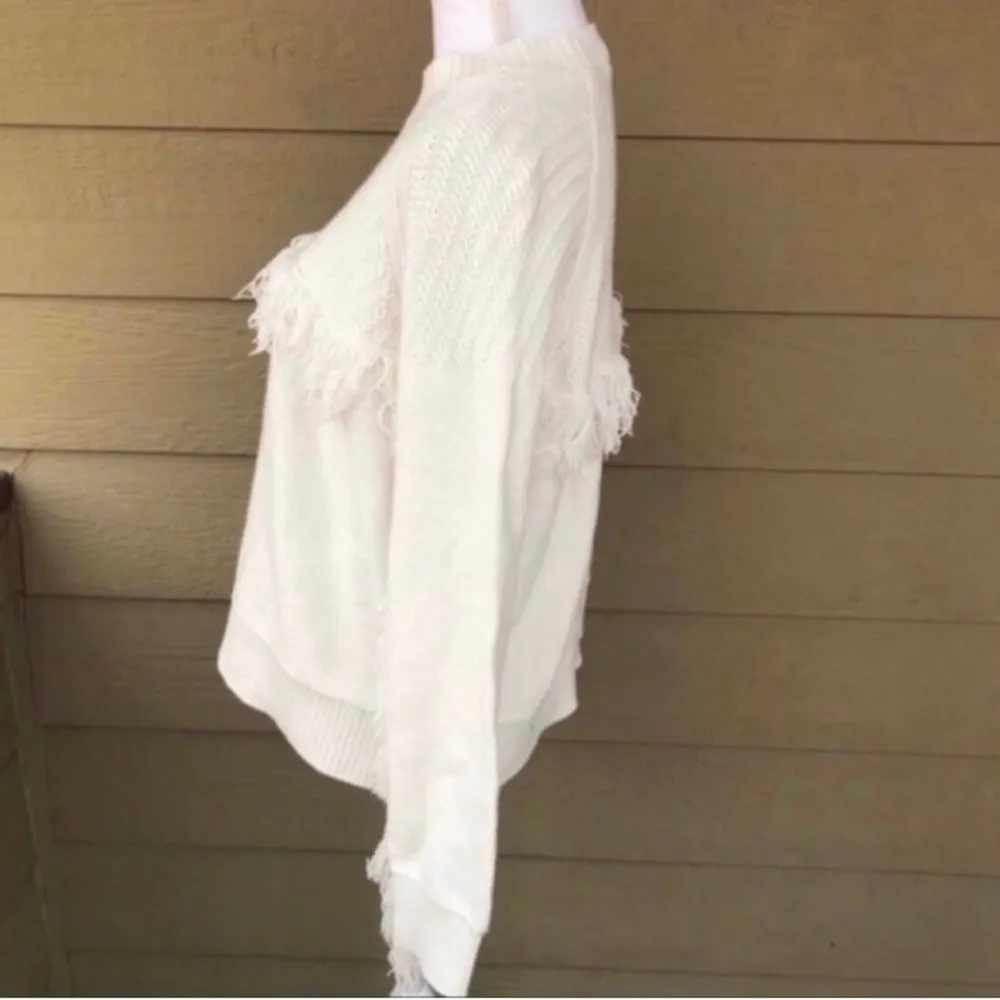 frame denim Frame Fringed Cotton-blend Sweater Size M - Image 2