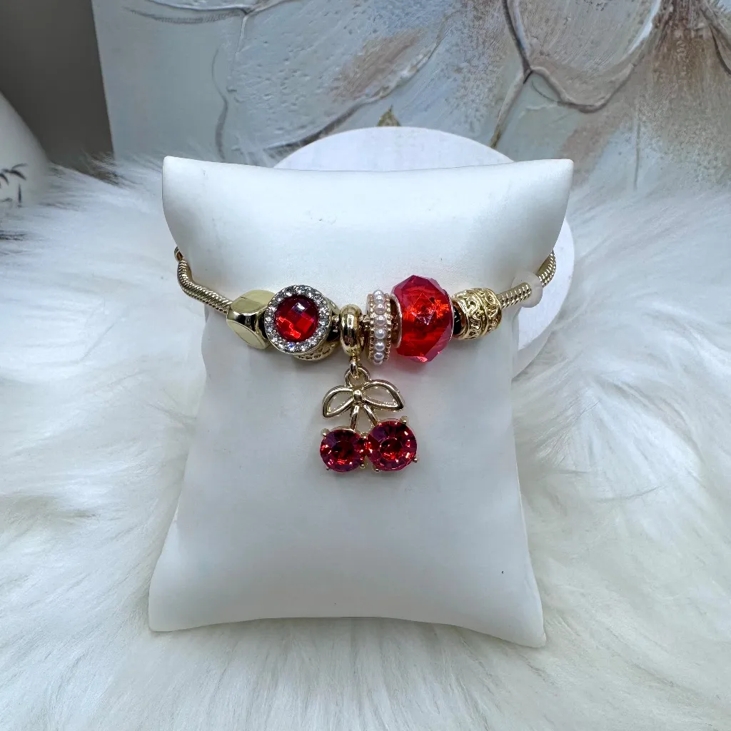 Cherry Pop Champagne Bracelet Charm Red - Image 2