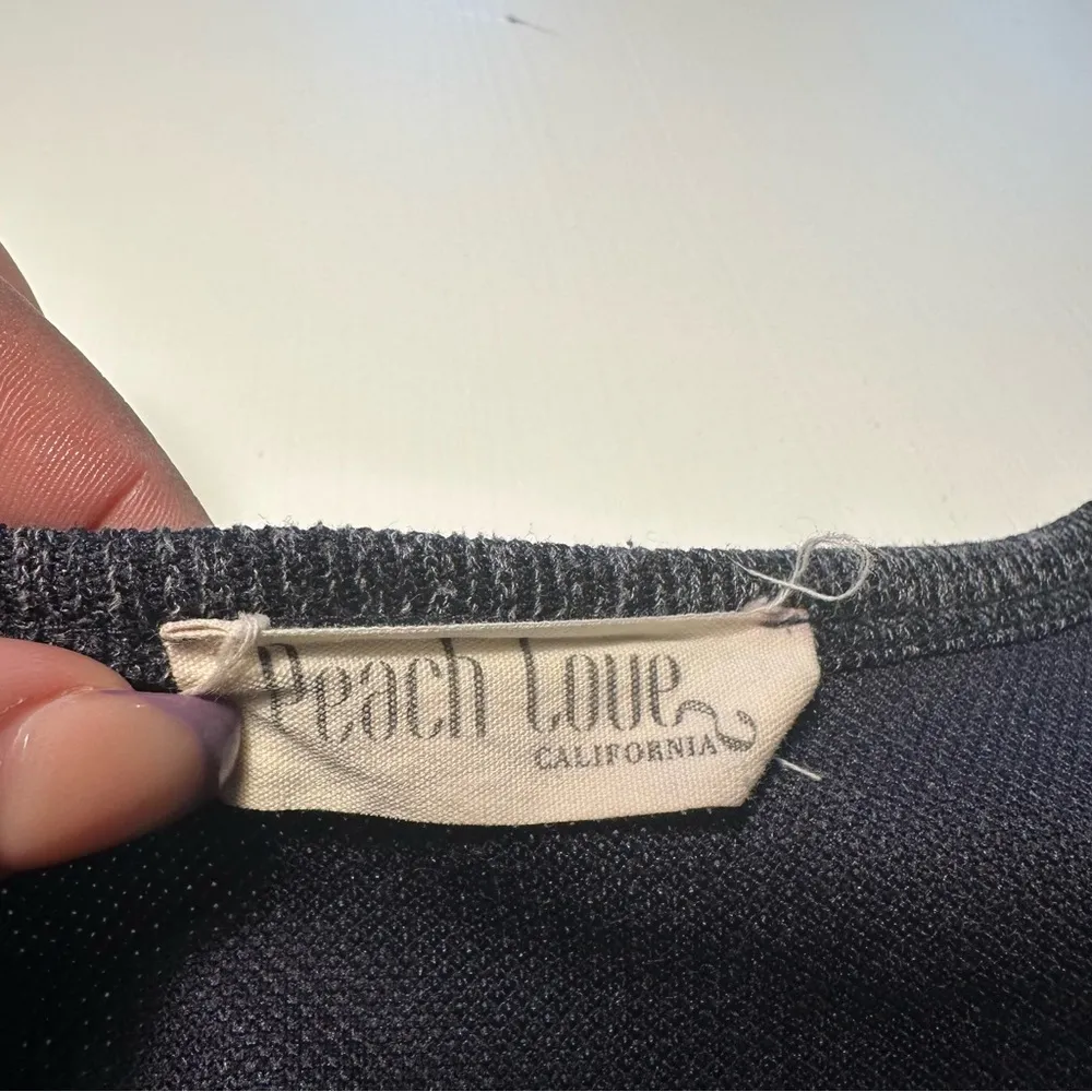 PEACH LOVE CALIFORNIA HEATHER BLUE RUFFLE SLEEVE FAUX BUTTON SWEATER TOP SIZE S - Image 5